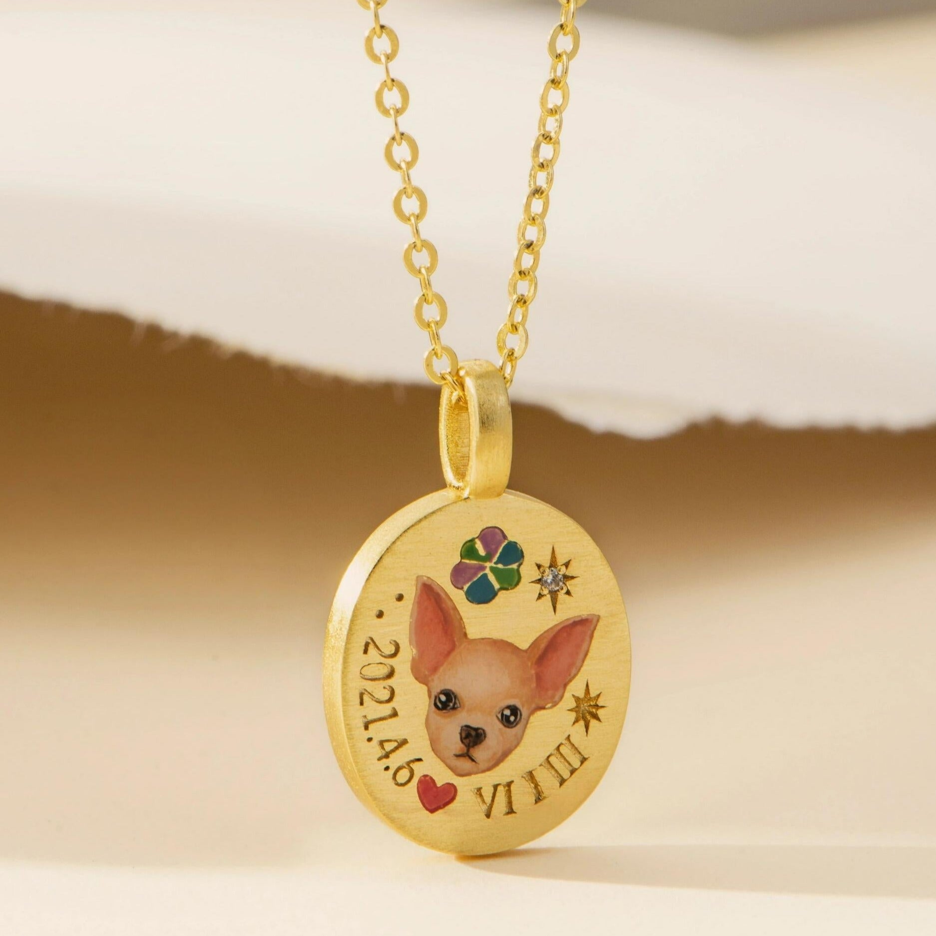 Custom Dog Memorial Necklace, Pet Photo Necklace, Enamel Necklace, Hand Painted , Personalized Jewelry, Pet Loss, Sterling Silver,14K/18K