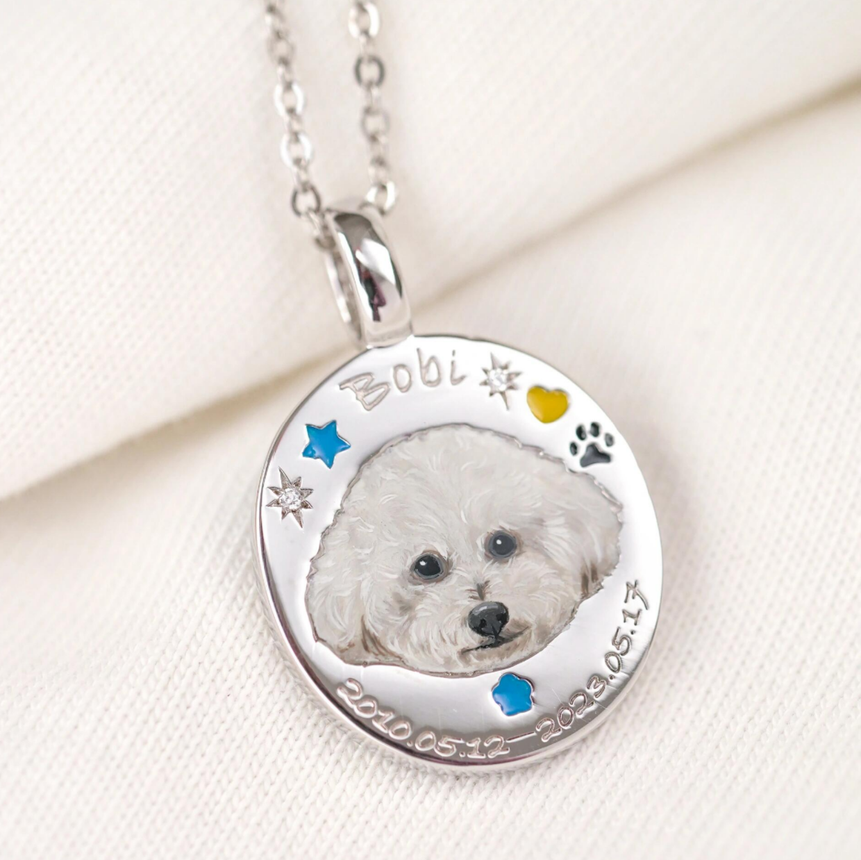 Personalized Dog Photo Necklace, Pet Keepsake, Enamel Necklace, Custom Pet Gifts, Pet Memorial, Sterling Silver/14K/18K Jewelry