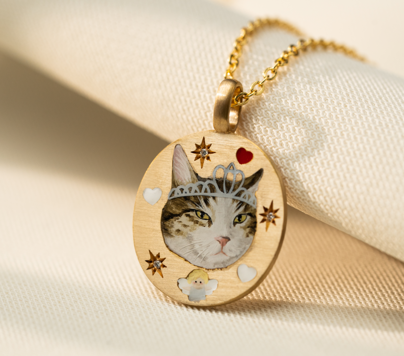 Custom Cat Charm Necklace, Cat Keepsake, Enamel Necklace, Personalized Gifts For Her, Pet Memorial Gift