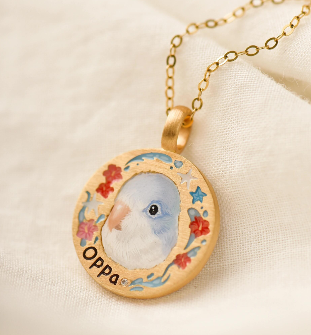 Custom Pet Enamel Necklace, Memorial Gift, Pet Picture Necklace, Pet Keepsake, Gift For Pet, Sterling Silver/14K/18K Necklace