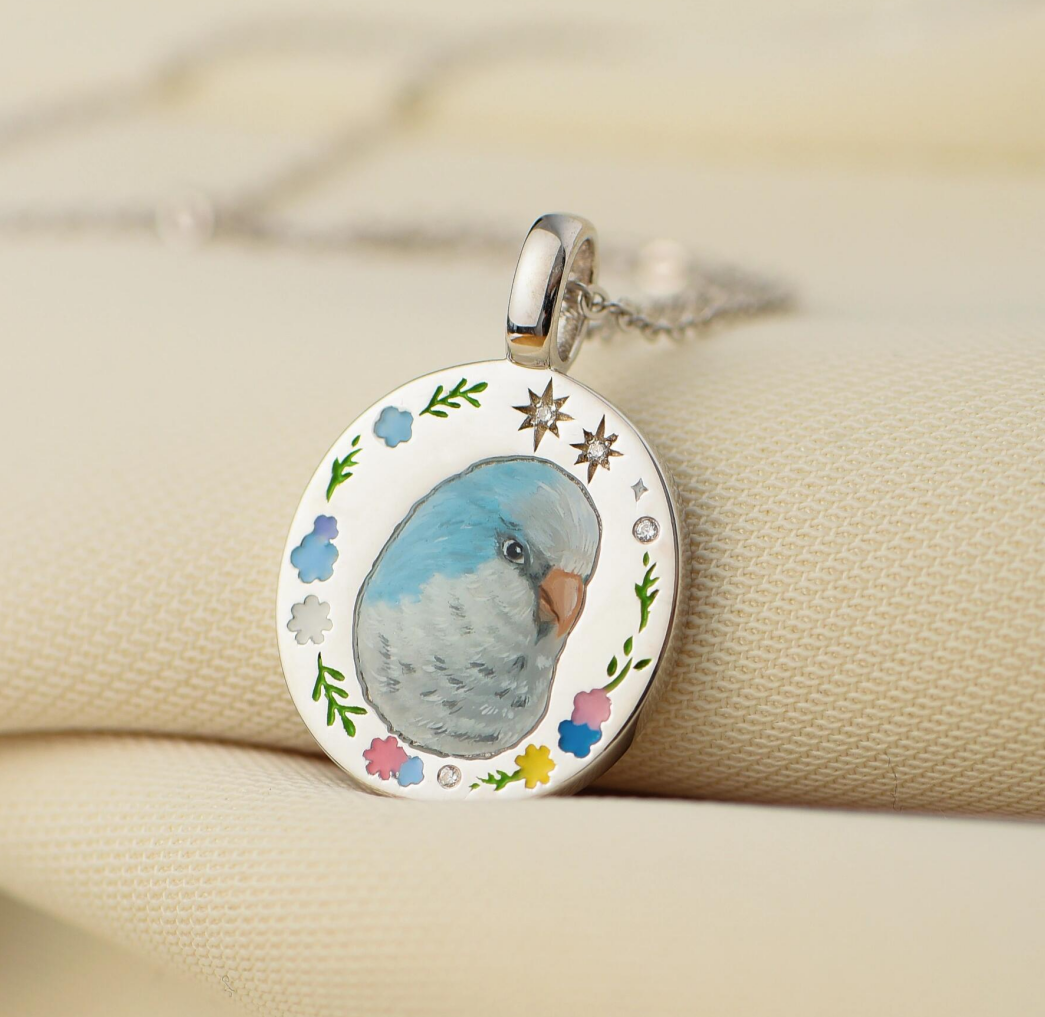 Custom Pet Enamel Necklace, Memorial Gift, Pet Picture Necklace, Pet Keepsake, Gift For Pet, Sterling Silver/14K/18K Necklace