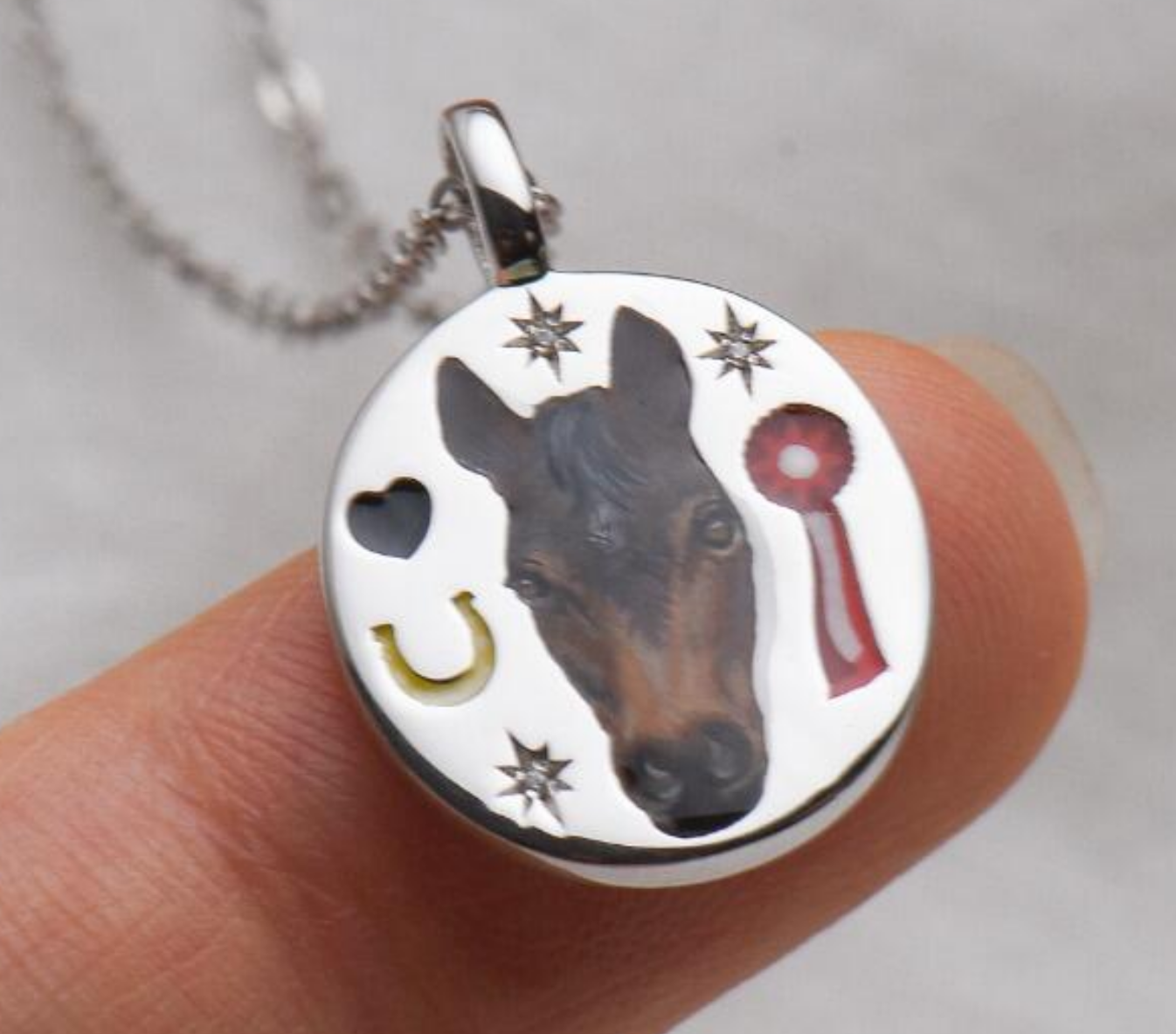Custom Pet Enamel Necklace, Memorial Gift, Pet Picture Necklace, Pet Keepsake, Gift For Pet, Sterling Silver/14K/18K Necklace