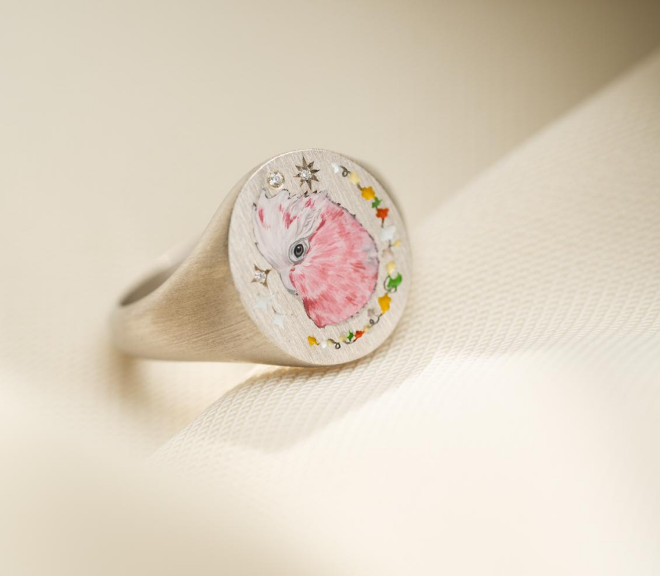 Personalized Pet Memorial Ring, Dogs/Birds Photo Ring, Inspired Enamel Jewelry, Hand Painted Ring, Pet Memorial, Sterling Silver Ring, 14K/18K Jewelry, Special Gift for Her