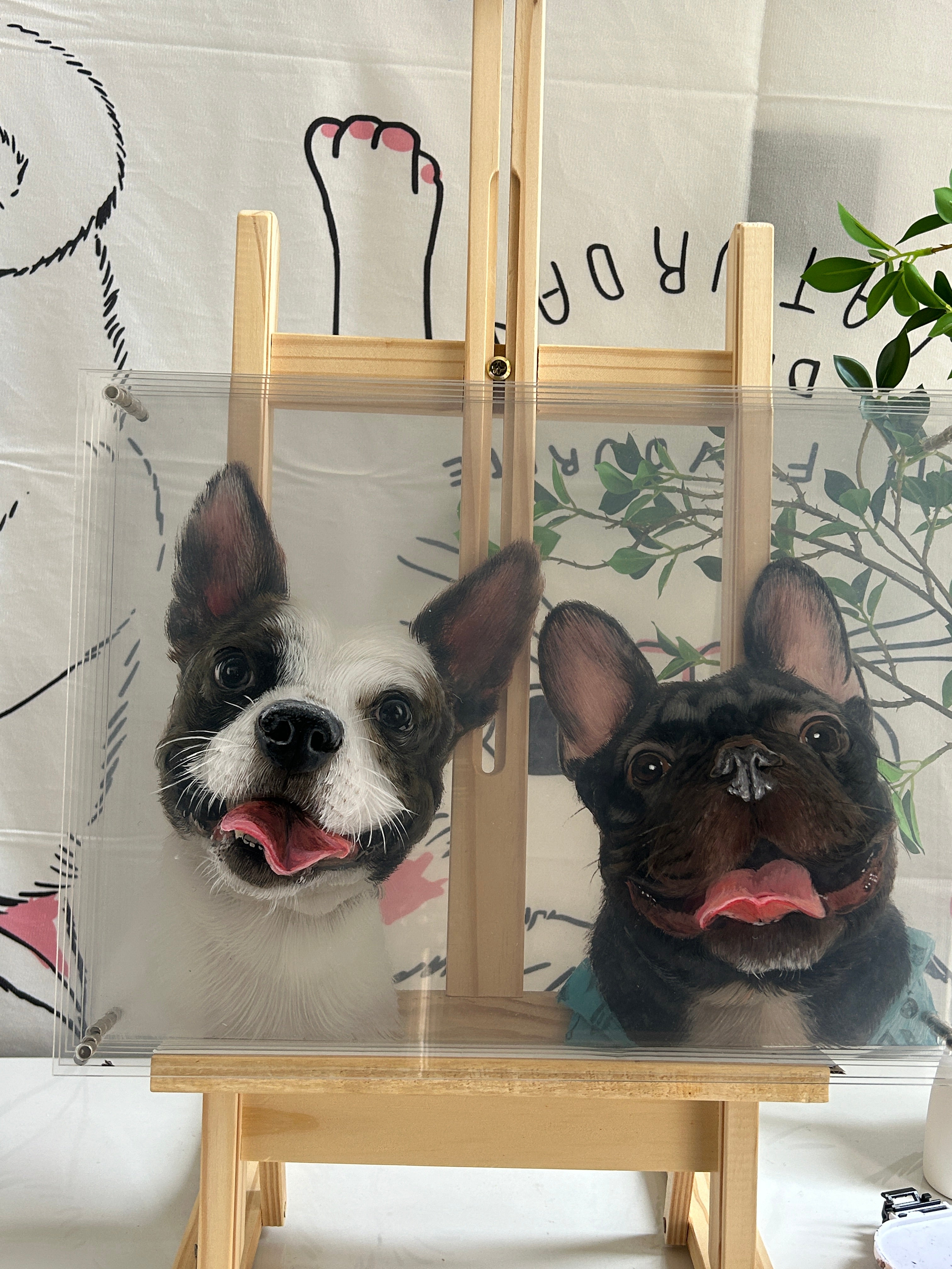Custom 3D glass painting for pet, Cat/Dog portrait art, Multilayer painting, Pet memorial, Gift, Hand Painted