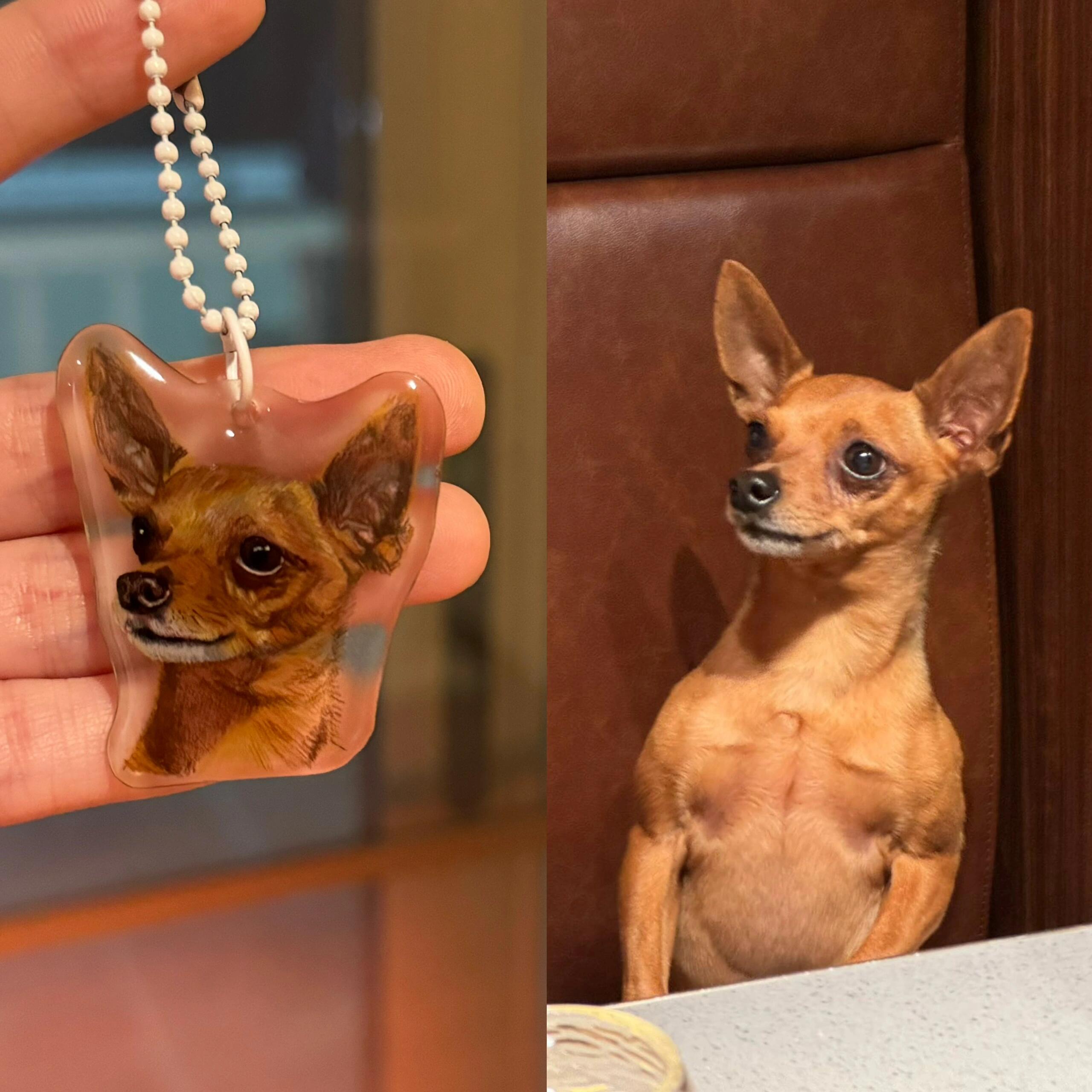 Custom Dog Portrait Shrinky Dink Keychains, Realistic Pet Portrait Pencil Drawing on a Keyring, Handmade Pet Keyring, Animal Lover gifts