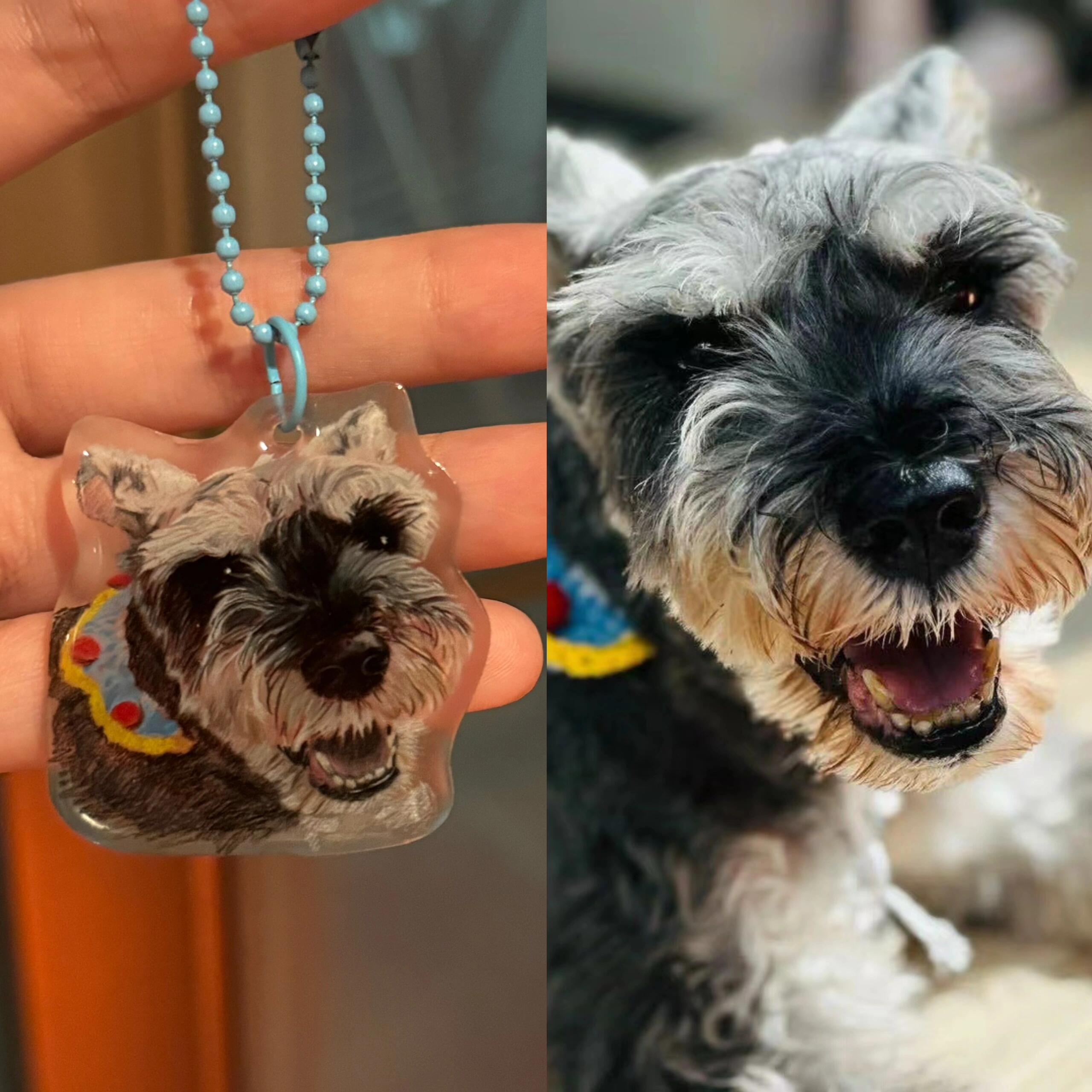 Custom Dog Portrait Shrinky Dink Keychains, Realistic Pet Portrait Pencil Drawing on a Keyring, Handmade Pet Keyring, Animal Lover gifts