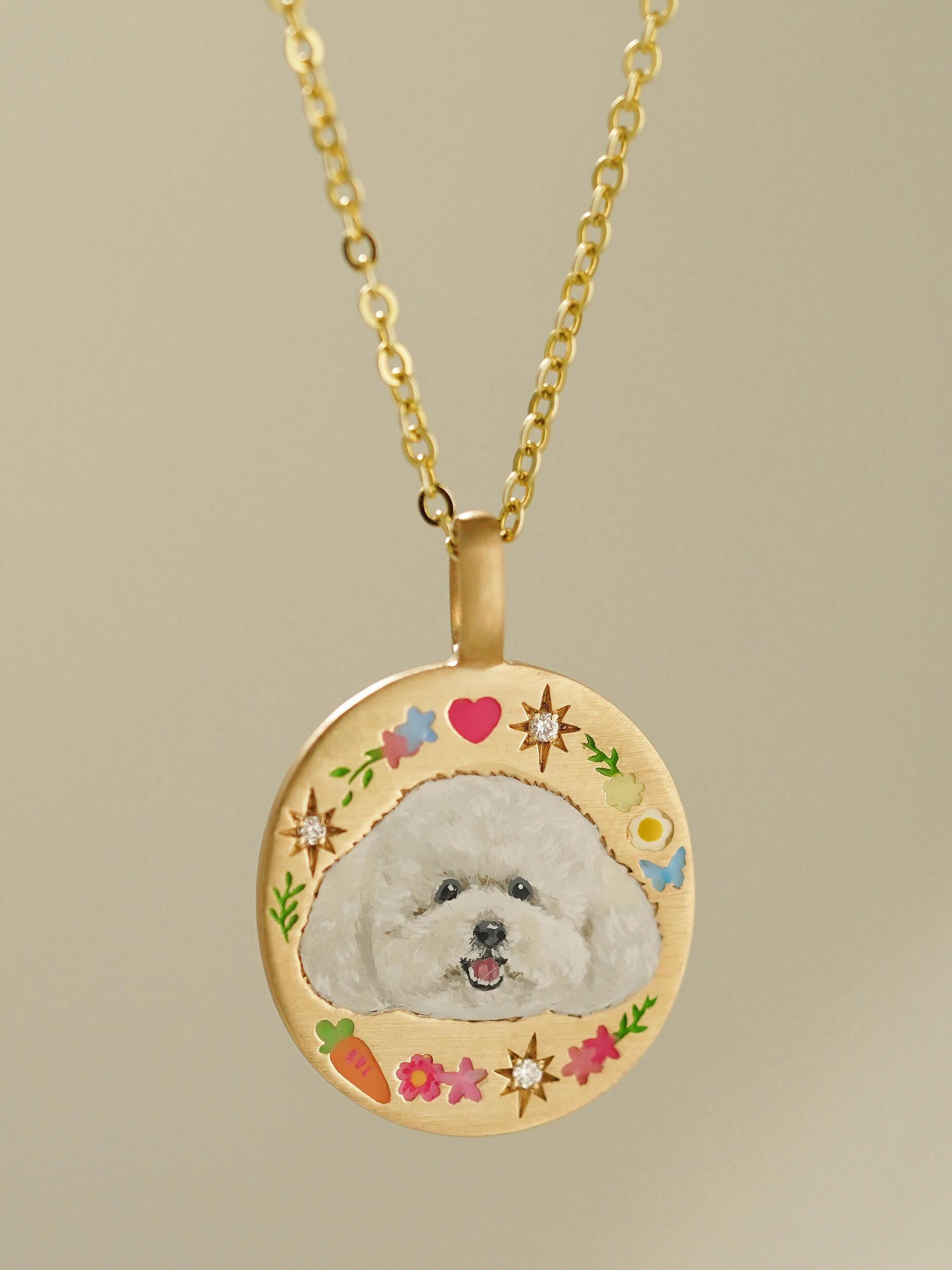 Personalized Dog Photo Necklace, Pet Keepsake, Enamel Necklace, Custom Pet Gifts, Pet Memorial, Sterling Silver/14K/18K Jewelry
