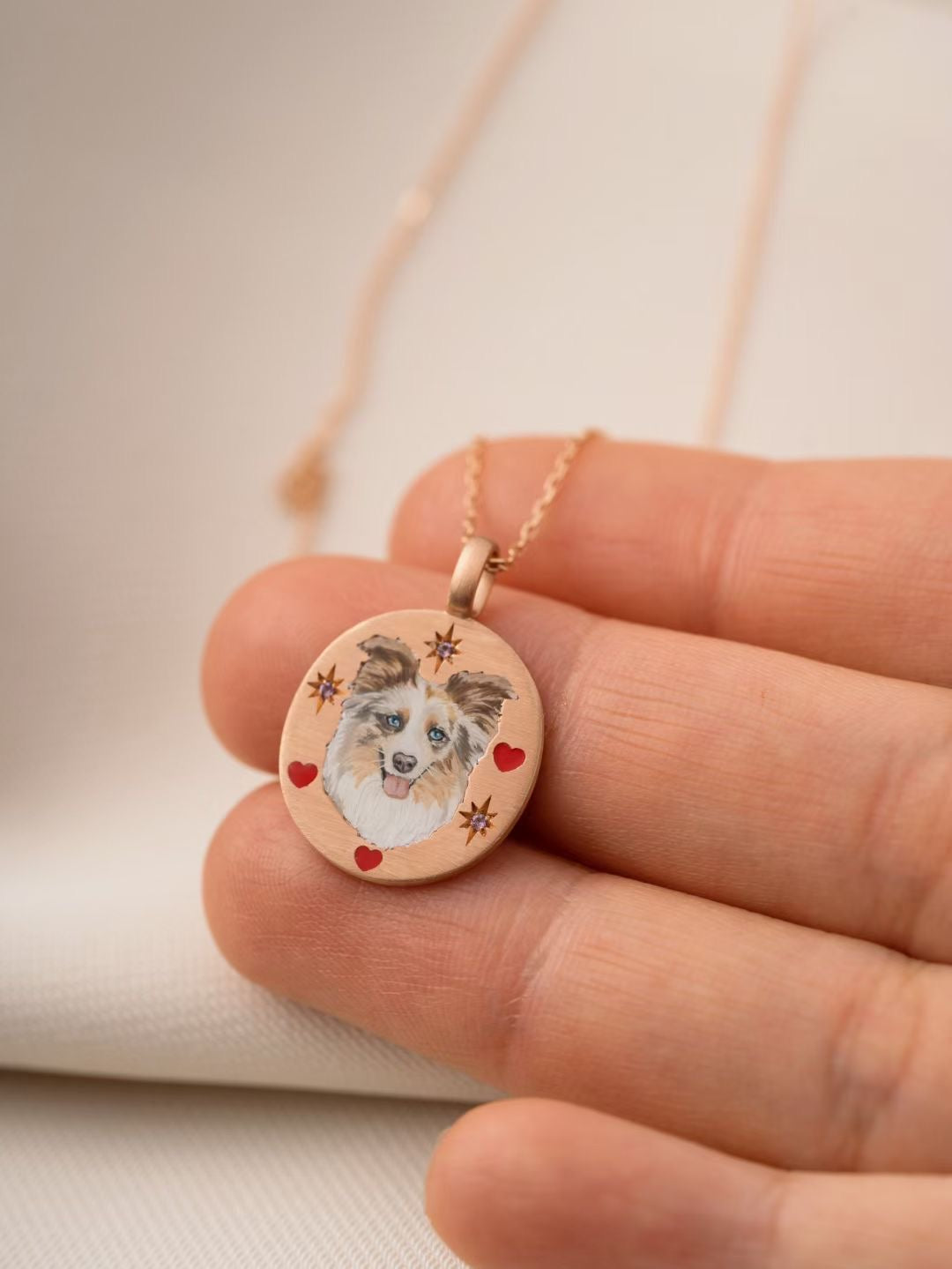 Personalized Dog Photo Necklace, Pet Keepsake, Enamel Necklace, Custom Pet Gifts, Pet Memorial, Sterling Silver/14K/18K Jewelry