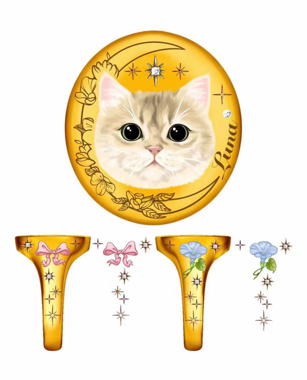 Personalized Cat Memorial Ring, Cat Photo Ring, Unique Enamel Jewelry, Hand Painted Ring, Cat Loss, Sterling Silver Ring, 14K/18K Jewelry, Special Gift for Pet Lovers