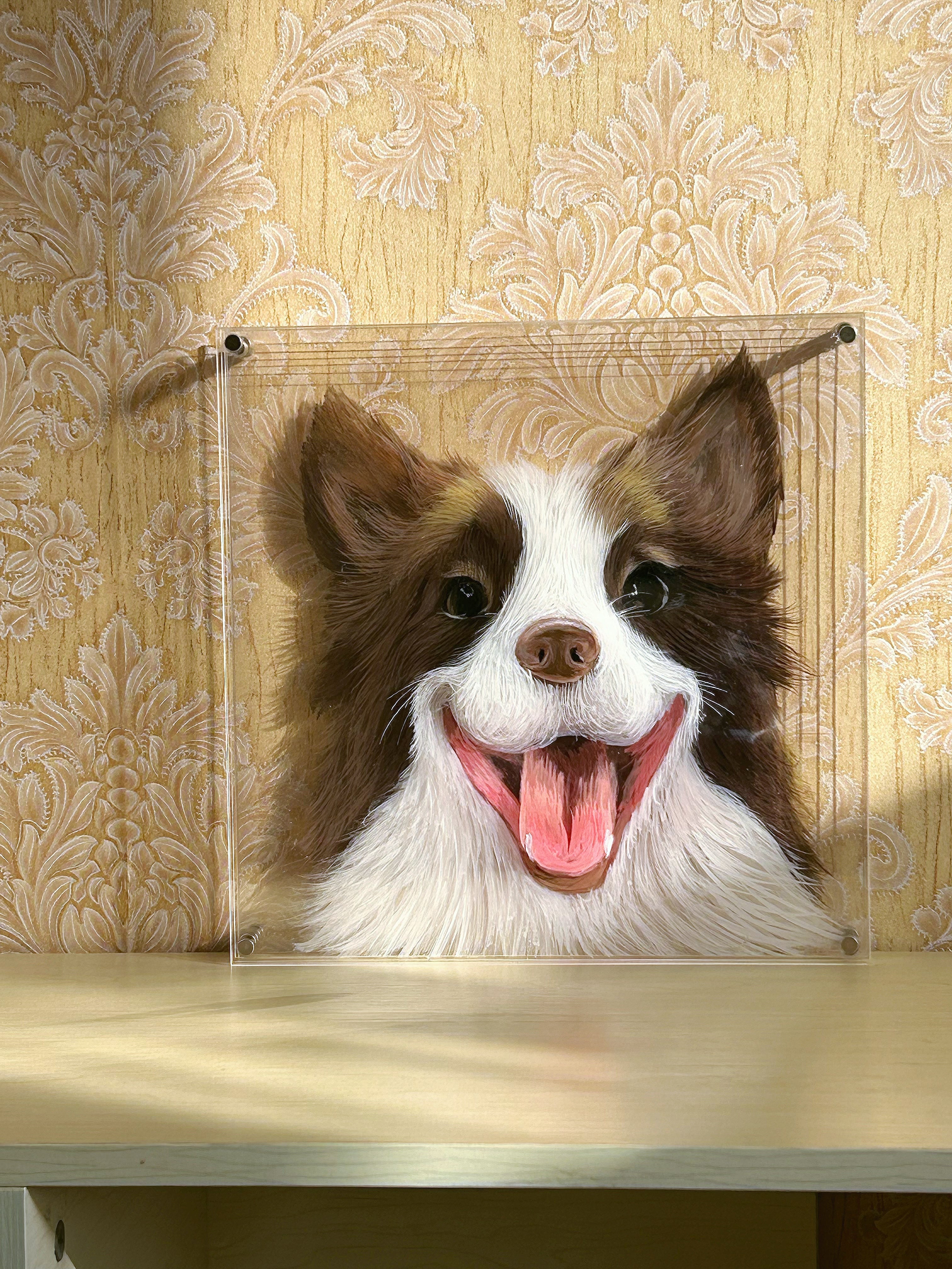 Custom 3D glass painting for pet, Cat/Dog portrait art, Multilayer painting, Pet memorial, Gift, Hand Painted