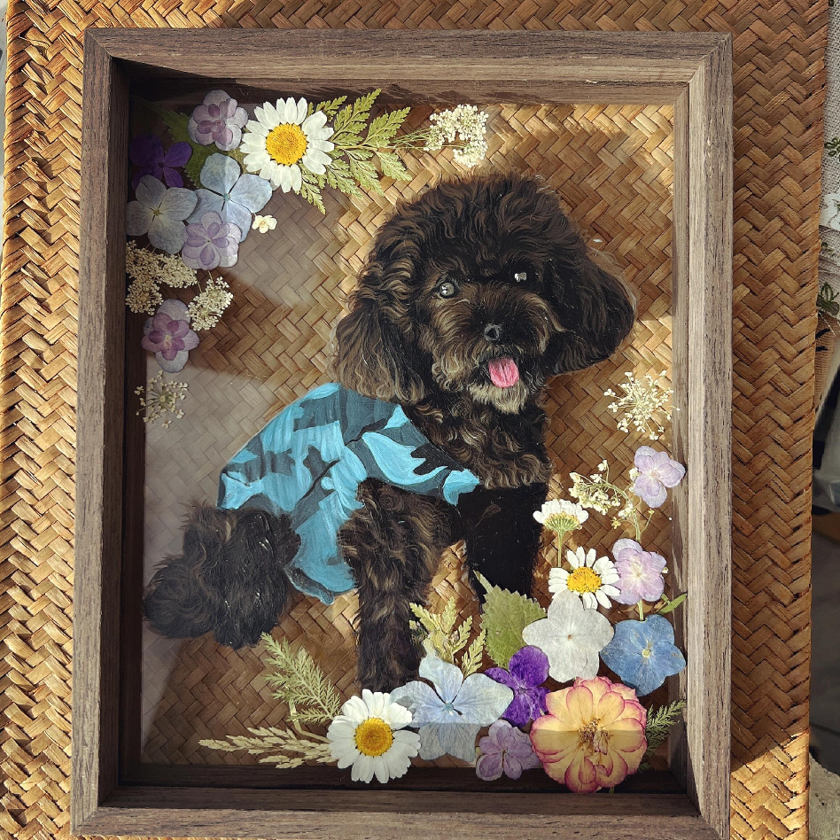 Custom Pet Portrait Painting, Single-Layer Glass Painting, Pet memorial, Gifts for Mother, Hand Painted Pet Portrait