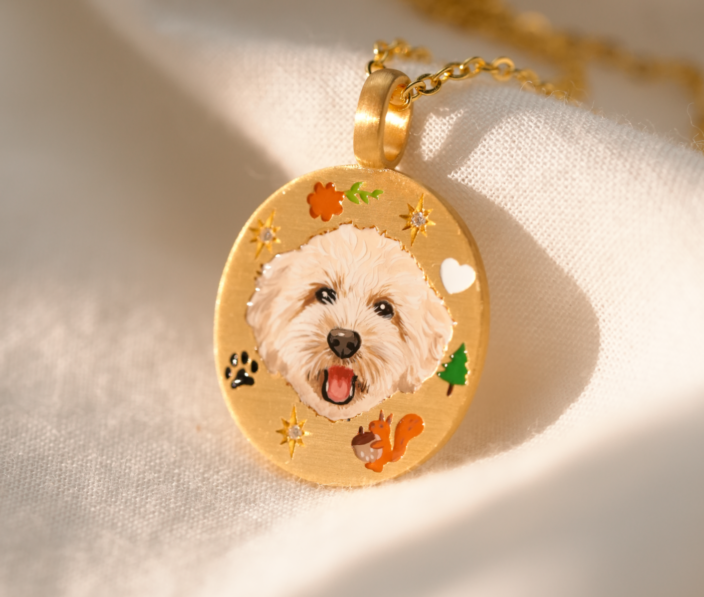 Personalized Dog Photo Necklace, Pet Keepsake, Enamel Necklace, Custom Pet Gifts, Pet Memorial, Sterling Silver/14K/18K Jewelry