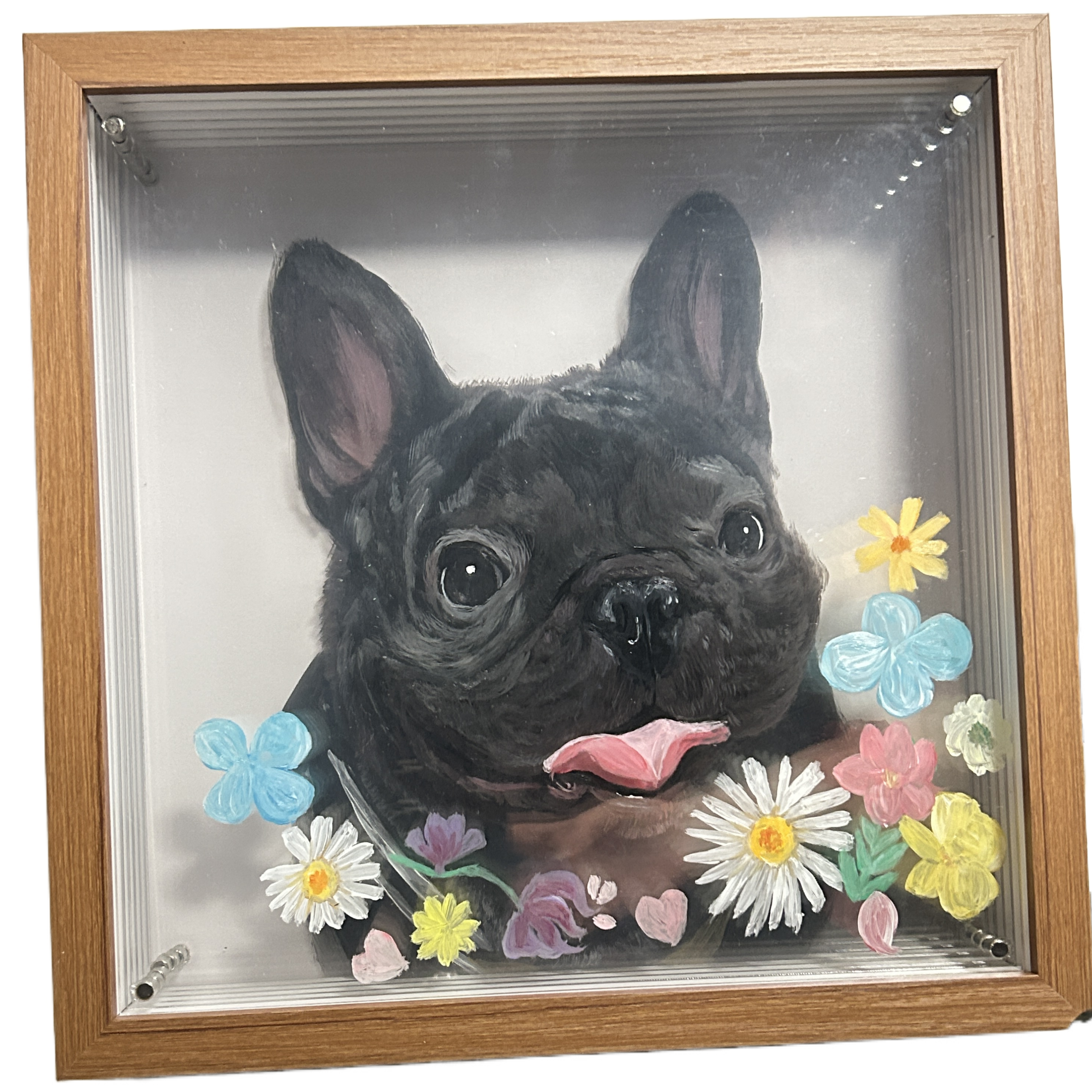 Custom 3D glass painting for pet, Cat/Dog portrait art, Multilayer painting, Pet memorial, Gift, Hand Painted