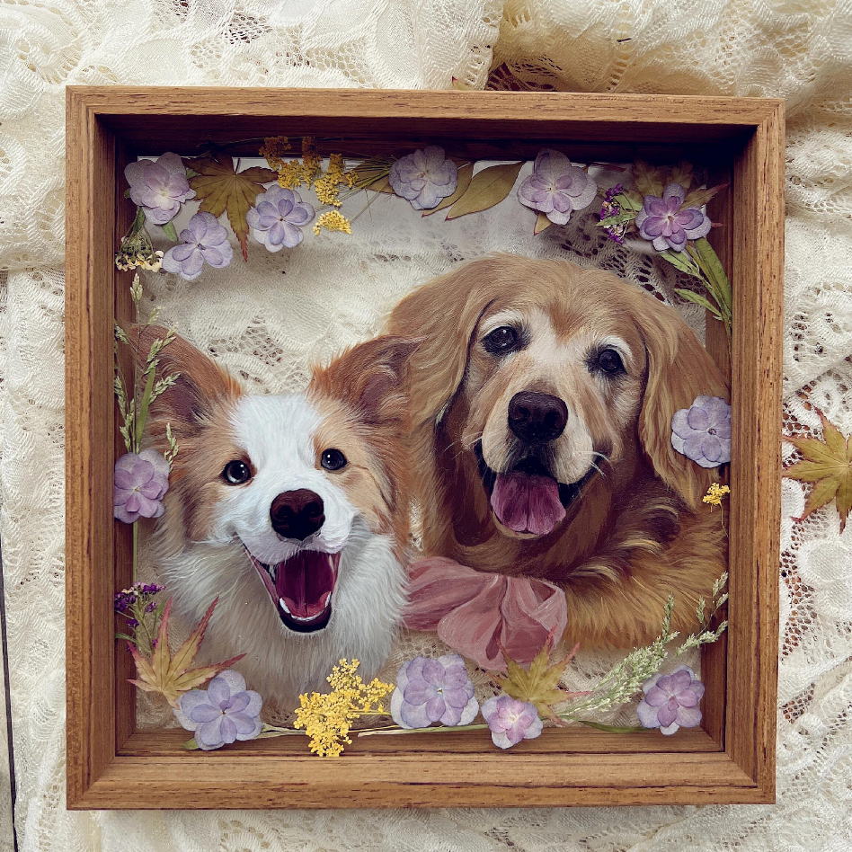 Custom Pet Portrait Painting, Single-Layer Glass Painting, Pet memorial, Gifts for Mother, Hand Painted Pet Portrait