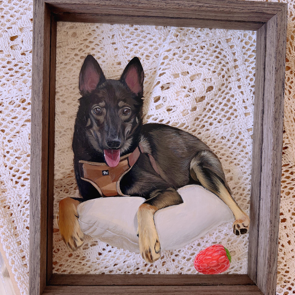 Custom Pet Portrait Painting, Single-Layer Glass Painting, Pet memorial, Gifts for Mother, Hand Painted Pet Portrait